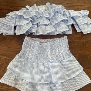 Trendy Boutique Blue Gingham Ruffle Set